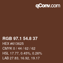 Farbcode: RGB 97.1 54.8 37 | qconv.com