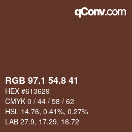 カラーコード: RGB 97.1 54.8 41 | qconv.com