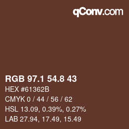Color code: RGB 97.1 54.8 43 | qconv.com