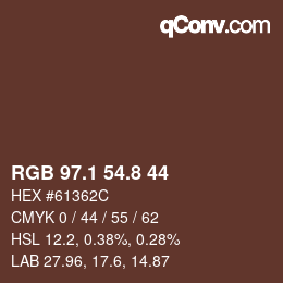 Color code: RGB 97.1 54.8 44 | qconv.com
