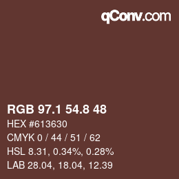 カラーコード: RGB 97.1 54.8 48 | qconv.com