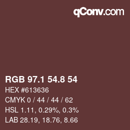 カラーコード: RGB 97.1 54.8 54 | qconv.com