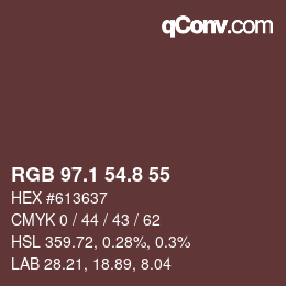 カラーコード: RGB 97.1 54.8 55 | qconv.com