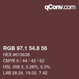 カラーコード: RGB 97.1 54.8 56 | qconv.com