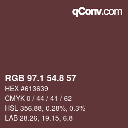 Color code: RGB 97.1 54.8 57 | qconv.com