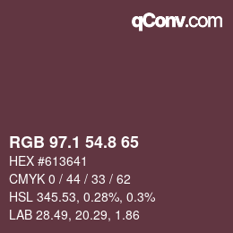 カラーコード: RGB 97.1 54.8 65 | qconv.com