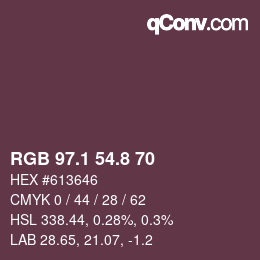 カラーコード: RGB 97.1 54.8 70 | qconv.com