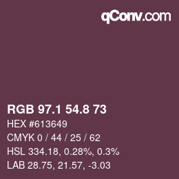 Farbcode: RGB 97.1 54.8 73 | qconv.com