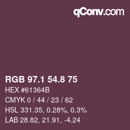 カラーコード: RGB 97.1 54.8 75 | qconv.com