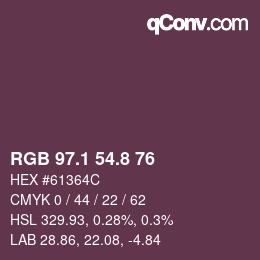Color code: RGB 97.1 54.8 76 | qconv.com