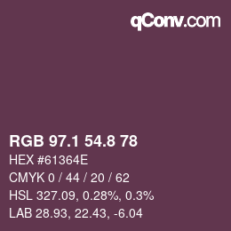 カラーコード: RGB 97.1 54.8 78 | qconv.com