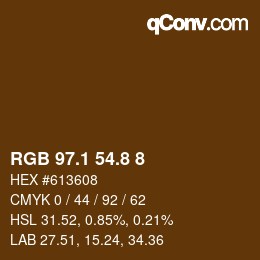 Código de color: RGB 97.1 54.8 8 | qconv.com