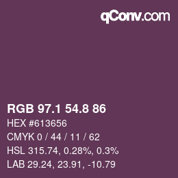 カラーコード: RGB 97.1 54.8 86 | qconv.com