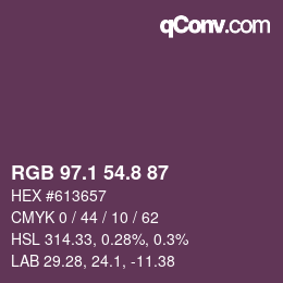 Farbcode: RGB 97.1 54.8 87 | qconv.com