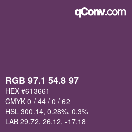 カラーコード: RGB 97.1 54.8 97 | qconv.com