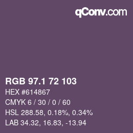 カラーコード: RGB 97.1 72 103 | qconv.com