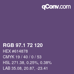 カラーコード: RGB 97.1 72 120 | qconv.com