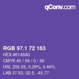カラーコード: RGB 97.1 72 163 | qconv.com