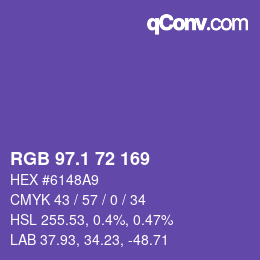 カラーコード: RGB 97.1 72 169 | qconv.com