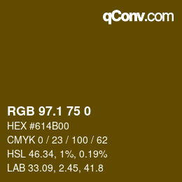 カラーコード: RGB 97.1 75 0 | qconv.com