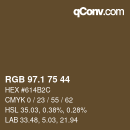 Color code: RGB 97.1 75 44 | qconv.com