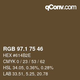 カラーコード: RGB 97.1 75 46 | qconv.com