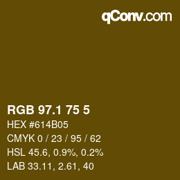 カラーコード: RGB 97.1 75 5 | qconv.com