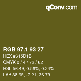 カラーコード: RGB 97.1 93 27 | qconv.com
