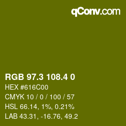 カラーコード: RGB 97.3 108.4 0 | qconv.com