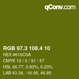 カラーコード: RGB 97.3 108.4 10 | qconv.com
