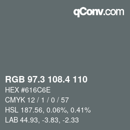 カラーコード: RGB 97.3 108.4 110 | qconv.com