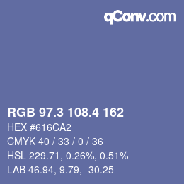 カラーコード: RGB 97.3 108.4 162 | qconv.com
