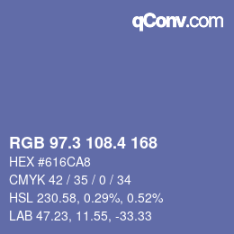 カラーコード: RGB 97.3 108.4 168 | qconv.com