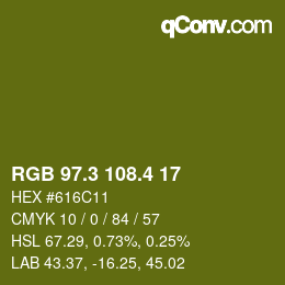 カラーコード: RGB 97.3 108.4 17 | qconv.com