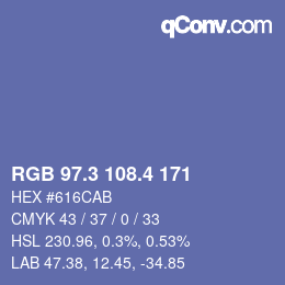 カラーコード: RGB 97.3 108.4 171 | qconv.com