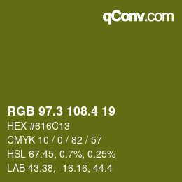 カラーコード: RGB 97.3 108.4 19 | qconv.com