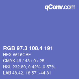カラーコード: RGB 97.3 108.4 191 | qconv.com