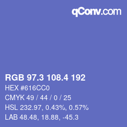 カラーコード: RGB 97.3 108.4 192 | qconv.com