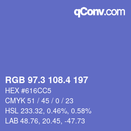 カラーコード: RGB 97.3 108.4 197 | qconv.com