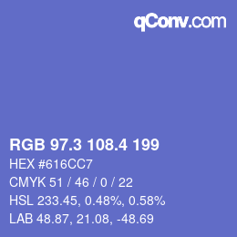 カラーコード: RGB 97.3 108.4 199 | qconv.com