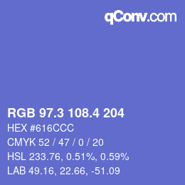 カラーコード: RGB 97.3 108.4 204 | qconv.com