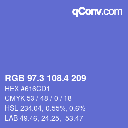 カラーコード: RGB 97.3 108.4 209 | qconv.com