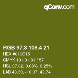カラーコード: RGB 97.3 108.4 21 | qconv.com