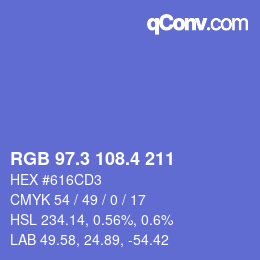 カラーコード: RGB 97.3 108.4 211 | qconv.com