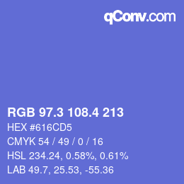 カラーコード: RGB 97.3 108.4 213 | qconv.com
