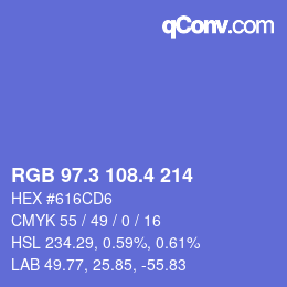 カラーコード: RGB 97.3 108.4 214 | qconv.com