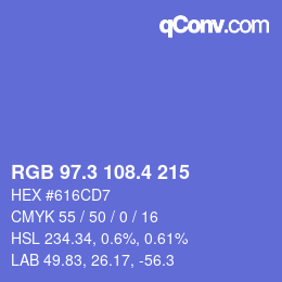 カラーコード: RGB 97.3 108.4 215 | qconv.com