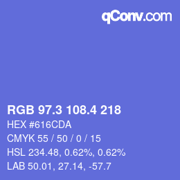 カラーコード: RGB 97.3 108.4 218 | qconv.com