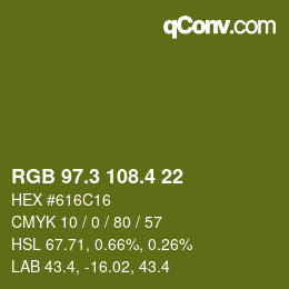 カラーコード: RGB 97.3 108.4 22 | qconv.com