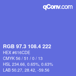 カラーコード: RGB 97.3 108.4 222 | qconv.com